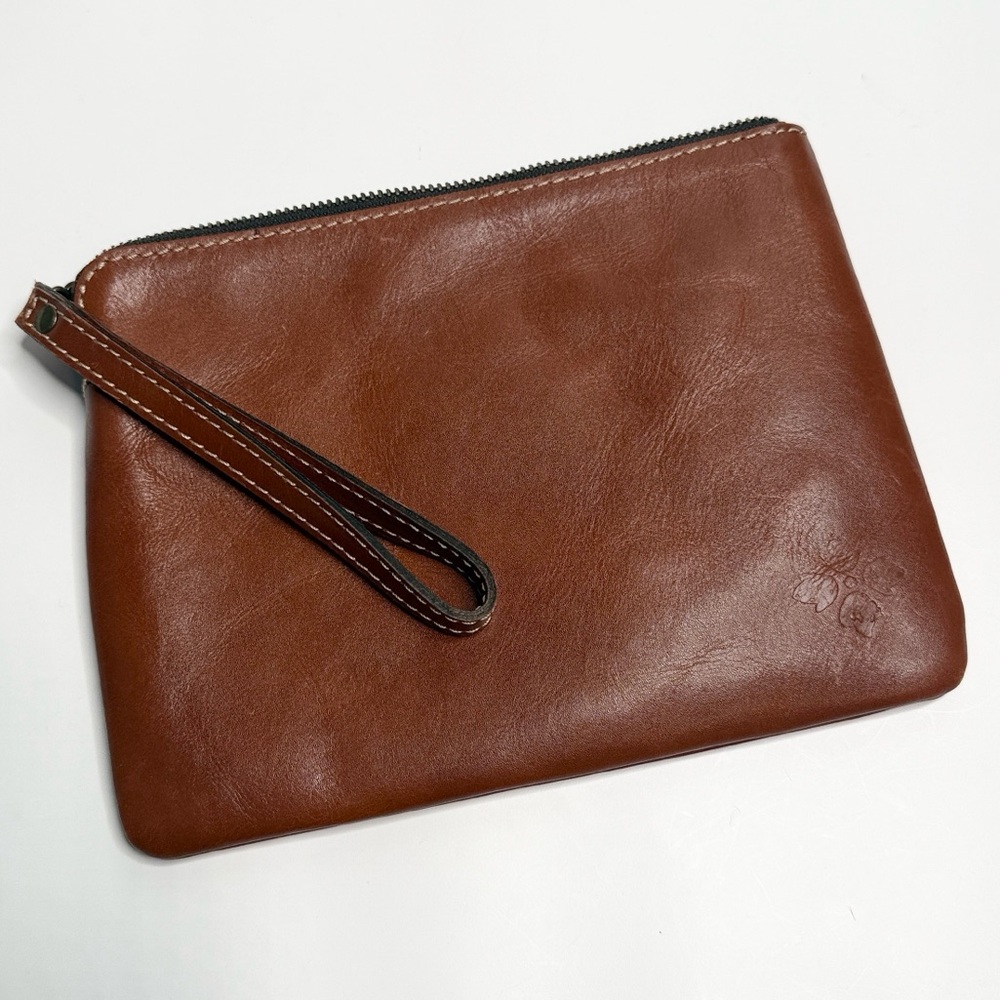 Patricia Nash Leather Wristlet Wallet Pouch Zipper Bag 9” x 6-1/2”